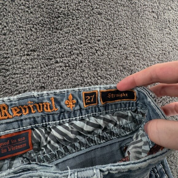 ROCK REVIVAL Women BETTY Straight Designer Blue Jeans Embellished Size 27 Adult - Picture 13 of 16